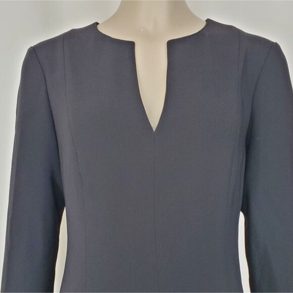 Theory Black Long Sleeve V-Neck Shift Dress - Picture 7 of 13